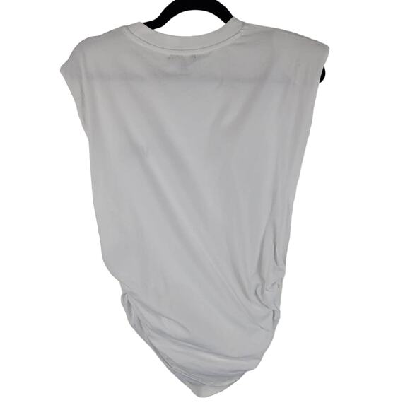 AFRM Billie Side Ruched Shoulder Pad Cropped Tank In White L/G NWT - Picture 4 of 8
